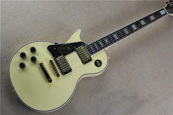 

Левша Высокое Качество Custom Shop Рэнди Роудс Палисандр / Черное дерево Гриф Кремовый Желтый Электрогитара Золотой Оборудование Бесплатная Доставка