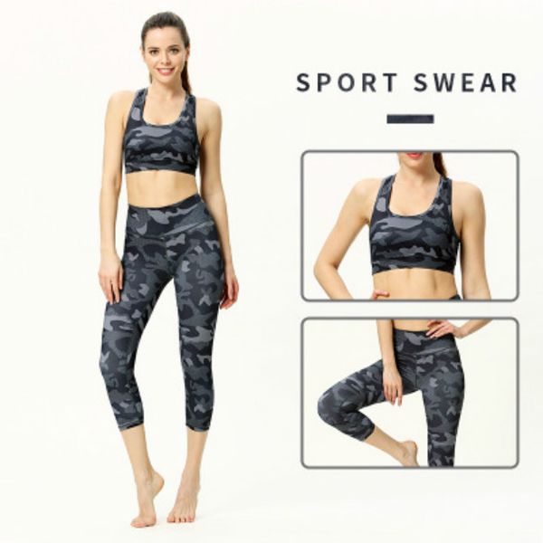 

womenswear designer yoga suit two-piece fitness bra exercise suit new print exercise suit tight leggings sleeveless part new
