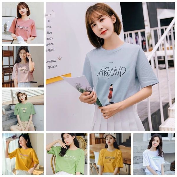 

2020 women's short-sleeved t- loose versatile base 2020 women's short-sleeved t-shirt loose versatile base shirt, White