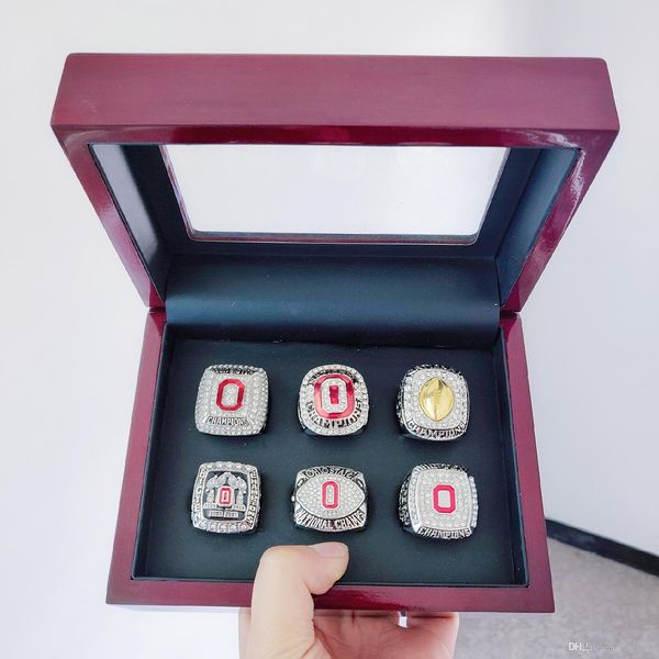 

2002 2008 2009 2014 2015 2017 ohio state buckeyes national championship ring with wooden display box set men fan gift drop shipping, Golden;silver