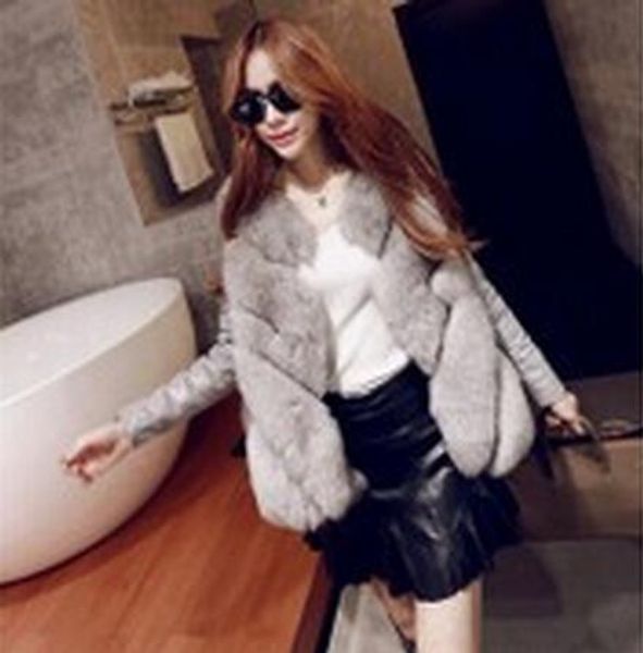 

vetement women's winter 2019 new overcoat artificial fur coat fur stitching femme jacket casual furry outwear ar81, Black