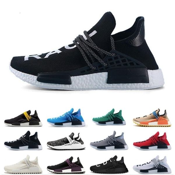 

2019 human race mens women sports sneaker equality cream white core black nerd holi running shoes pharrell x hu trail trainer shoe