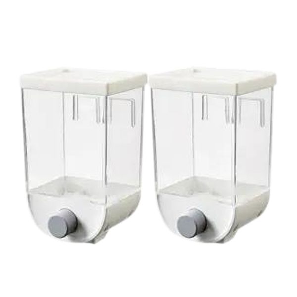 

2pcs easy press- kitchen storage container cereal & rice dispenser wall mounted 1000ml