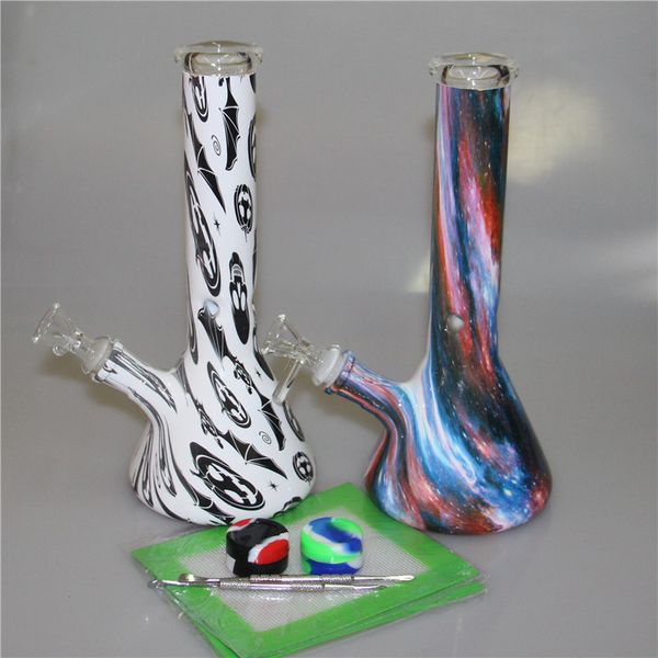 watertransfer print Bong di vetro narghilè tubi di acqua di vetro beaker riciclatore 11 pollici bong dab rig bruciatore a nafta gorgogliatore di cenere