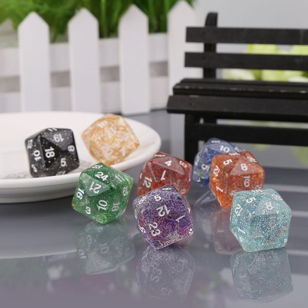 

2pcs 24 sided transparent resin digital dice dungeons&dragon d&d rpg game dices y4ub