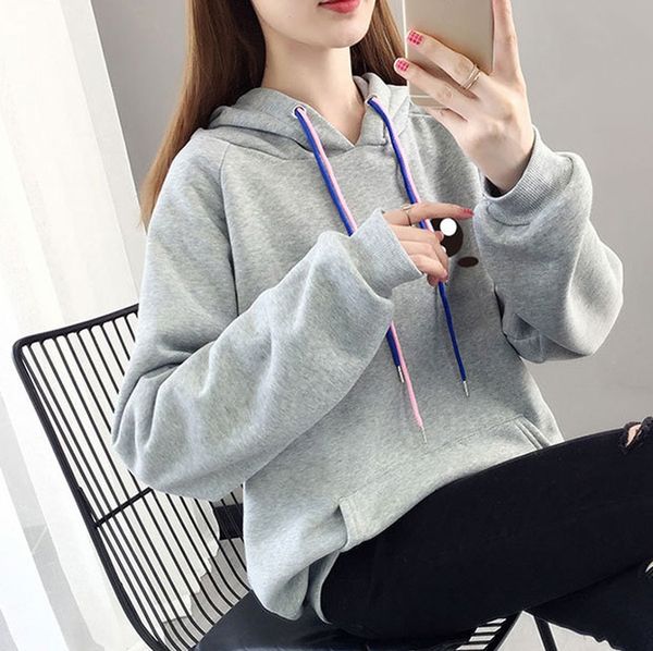 

nice winter female solid толстовка женщины осень толстовки топ толстовка harajuku hoodie женский черный colthes крупногабаритные # j31, Black