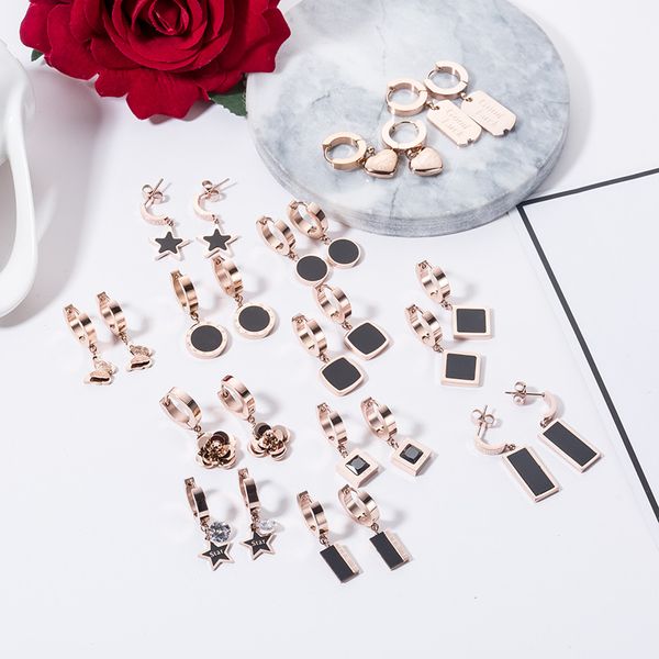 

titanium steel ear clip simple geometric earrings women's anti-allergy rose gold ornament korean earrings women's jewelry, Golden;silver