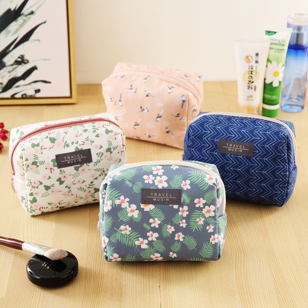 

women portable cosmetic bag cases durable collapsible clutch storage bag travel wash bags zipper phone bag print cosmetic bags dh1232