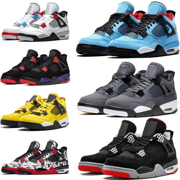 

jumpman new air bred 4 cool grey 4 mens travis scott 4s shoes iv raptors tattoo fiba toro bravo womens sport sneakers 7-13, White;red