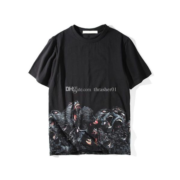 

2019 известный дизайнер мужские поло рубашки мужчины женщины высокое качество короткие рукава мода пары хлопок сердитый обезьяна группа prin, White;black