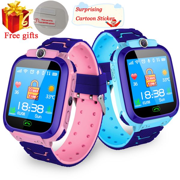 Waterproof Crianças relógio inteligente SOS Antil-perdida Cartão SIM 2G bebê Smartwatch Relógio Chamada Localização Rastreador Smartwatch PK Q50 Q90 Q528.