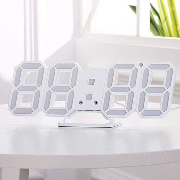 

modern digital 3d led wall clock alarm clocks snooze clock with 12/24 hour display lb88