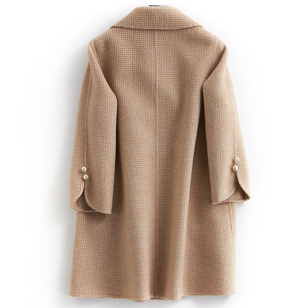 

women coats autumn winter wool coat female sided woolen clothes spring plaid jackets abrigos mujer invierno 2020 lwl1318, Black