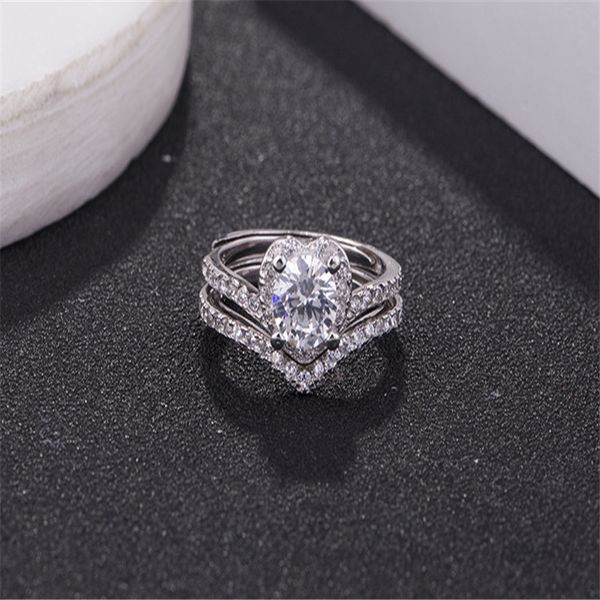 

fashion engagement ring women heart rings popular jewelry, Slivery;golden