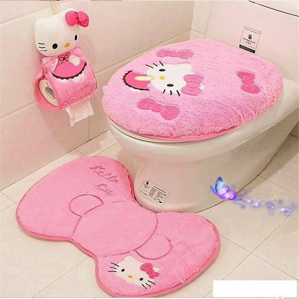 2019 Set Hello Kitty Bathroom Set Toilet Seat Cover Wc Seat Cover