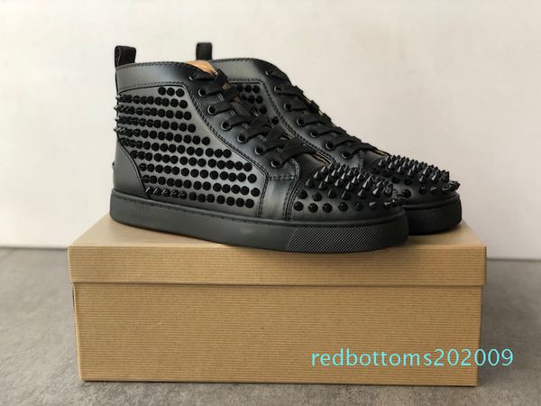 

designer sneakers studded spikes mens trainers red bottom mens flat shoes glitter graffiti party wedding shoes 20 colors sz us 13 r09, Black