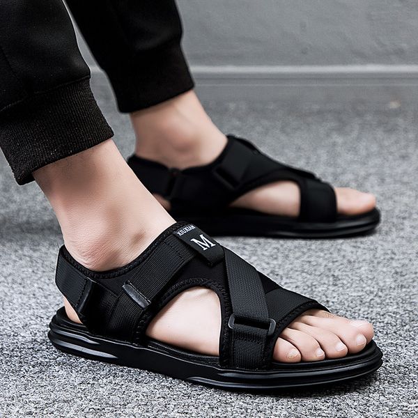 

outdoor 2020 fashion new mens sandals men summer sandals sea beach male footwear casual men beach slippers shoes size 38-44, Black