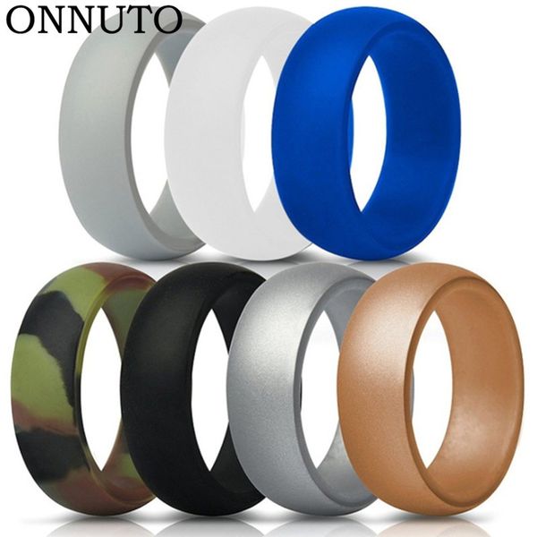 

7 Colors Silicone Finger Ring Size 7-13 Flexible Hypoallergenic Crossfit Engagement Army Band Rubber Wedding Engagement Ring