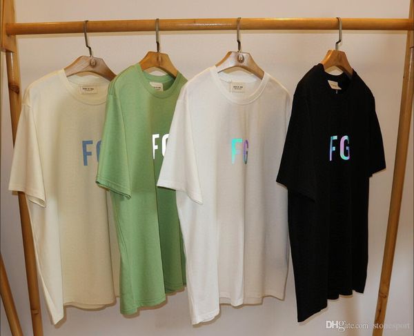

fear of god 3m classic reflective logo short sleeve men's and women's cotton round neck t-shirt s-xl, Black;brown