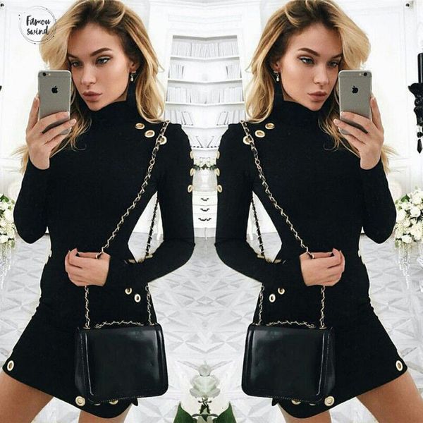 

bodycon платье женская с длинным рукавом платье дамы вечера партии мини платье sexy high neck мини перевозка груза падения дизайнер одежды, Black;gray