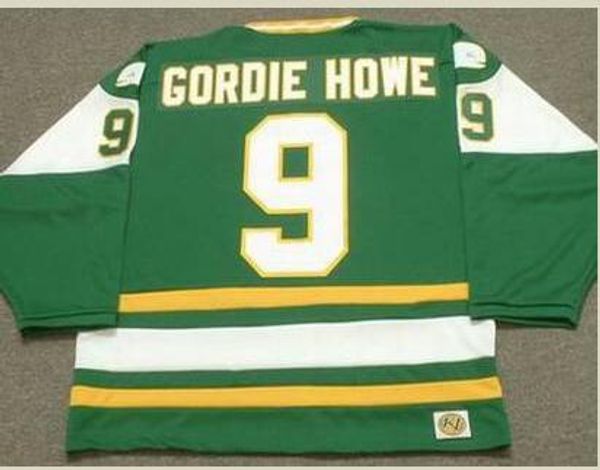 Uomo Vintage # 9 GORDIE HOWE New England Whalers 1978 WHA Hockey Jersey personalizzato qualsiasi numero di nome