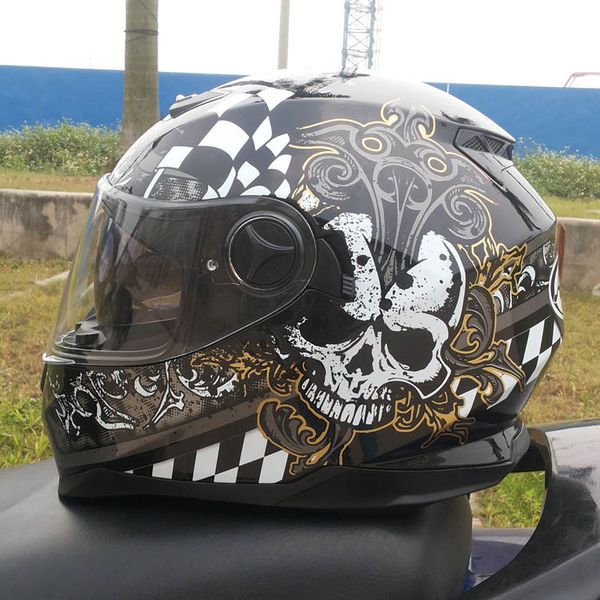 

2019 new full face helmet for running double lens helmet motorcycle moto awesome color skull coat