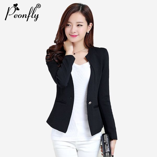 

весна осень зима женщины тонкий блейзер coat plus size3xl вскользь куртка с длинным рукавом one button костюм lady пиджаки рабочая одежда, White;black