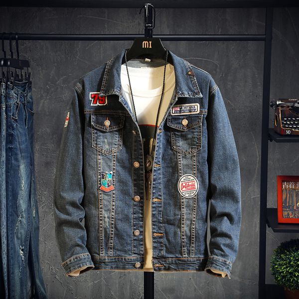 

2020new denim jackets men cowboy slim fit bomber jacket men's jean jacket hip hop print coats, Black;brown