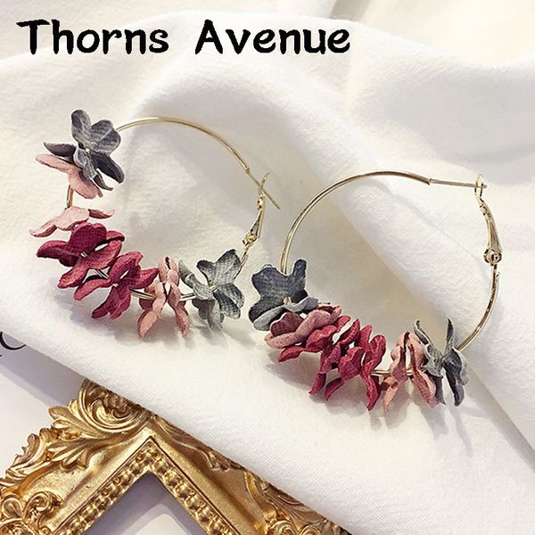 

new fashion red pink blue color flower shape earrings hoops bohemian vintage wedding hoop earrings for women girls party jewelry, Golden;silver
