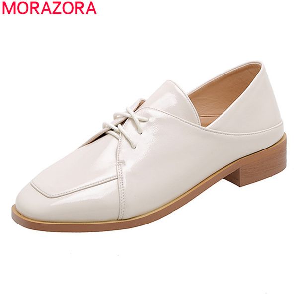 

morazora 2020 tamaÃ±o grande 33-43 moda casual zapatos de tacÃ³n bajo cuadrado con cordones zapatos de mujer primavera otoÃ±o zapatos mujer, Black