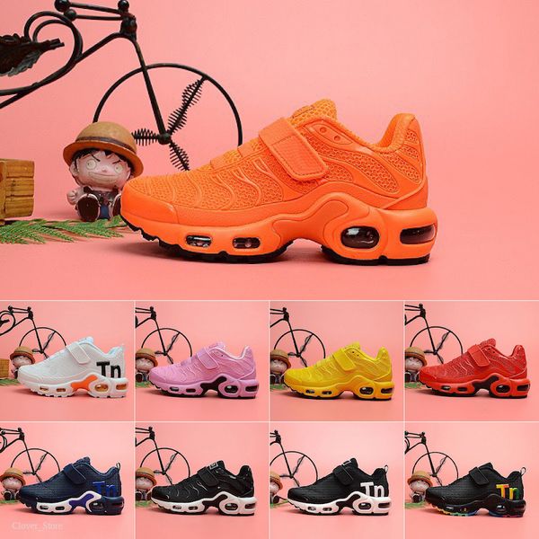 

2019 wholesale tn plus kpu magic button air cushion trainer children running shoes boy girl young kid sport sneaker size 28-35, Black;red