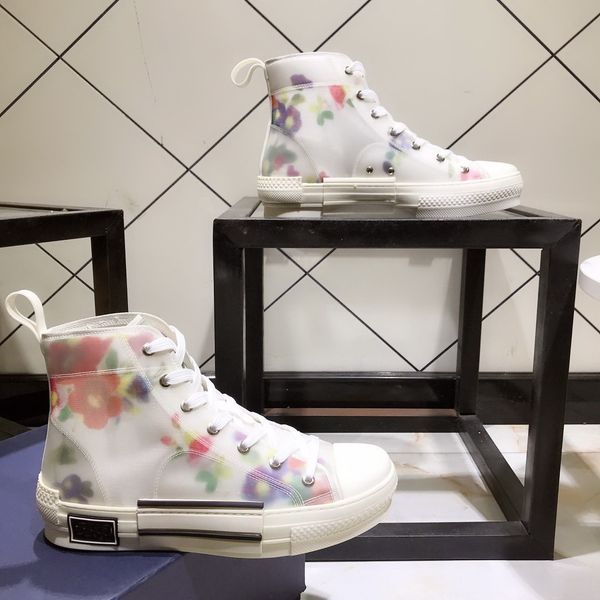 

flowers technical canvas b23 high-sneaker in oblique white and black rubber sole luxury shoe womens man designer shoes