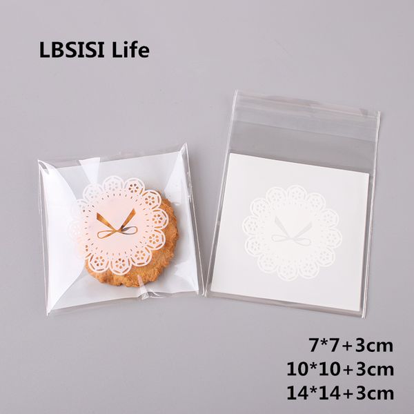 

lbsisi life 100/200pcs lace flower chocolate gift biscuits candy beans cookie handmade self adhesive packing bags