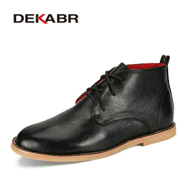 

dekabr men boots new 2019 split leather ankle boots mens fashion shoes anti-skid waterproof spring autumn men, Black