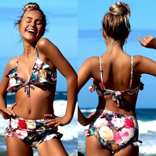 

new women floral bikini set push-up padded bra swimsuit swimwear hot
