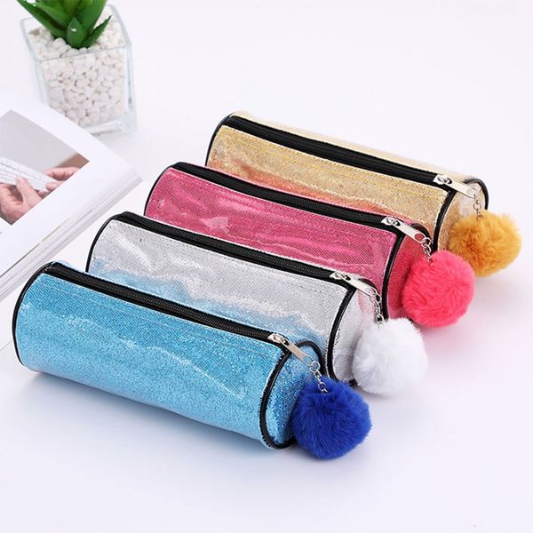 

reversible plush pendant sequin pencil case for girls school supplies super big school stationery gift magic pencil case