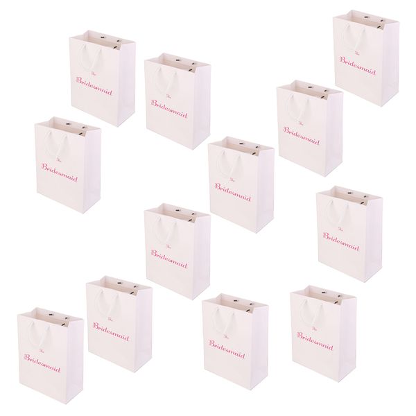 

pack of 12 the bridesmaid printed paper favour gift bag with handle