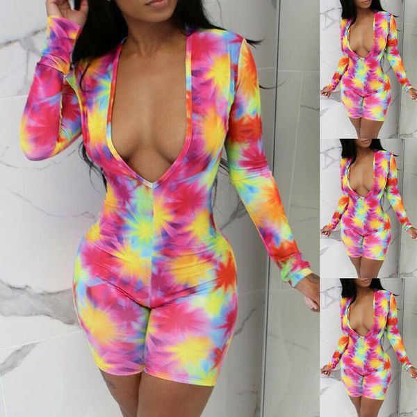 

new style women playsuits deep v neck clubwear holiday trousers long sleeve colorful playsuit romper beach shorts fashion 2019, Black;white