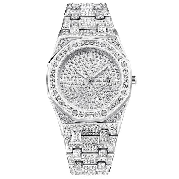 

2019 new bling fully rhinestone watches quartz iced out gold silver diamond wristwatch #nn0311, Slivery;brown