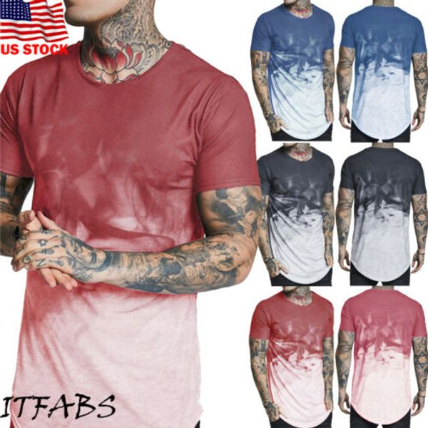 

stylish men boy slim fit short sleeve o-neck gradient casual t-shirt summer daily beach comfortable clothing m-xxxl, White;black