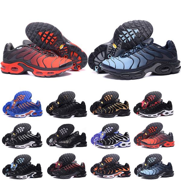 

2019 Chaussure TN Plus Running Shoes For Men Outdoor Triple Black White Hot Mens Trainers Hiking Sports Athletic Sneakers Size 7-12