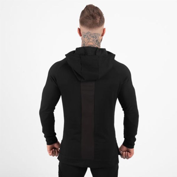 

autumn winter running sleeves training hoodies fashion gyms fitness long brand breathable bodybuilding clothing fpnhd, Black