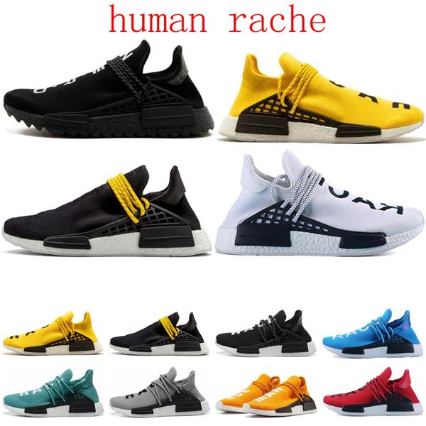 

discount human running shoes for men women black yellow all white mens trainers designer sports sneakers 36-45 ing