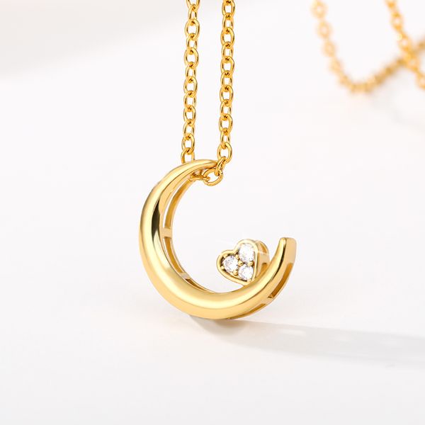

pendant necklaces classic stainless steel heart girls fashion necklace gothic style crescent bone clavicle chain charm sweater, Silver