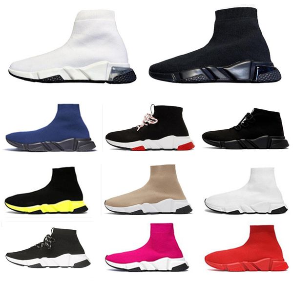 

2020 sock shoes fashion men women sneakers triple black white graffiti beige yellow speed trainer mens casual shoe 36-45