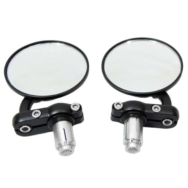 

1 pair 3" 76mm universal motorcycle aluminum rear view black handle bar end side rearview mirrors