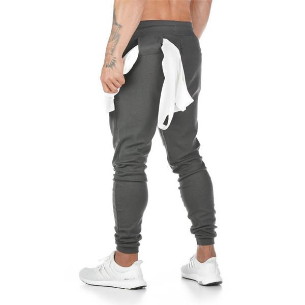 

jogger sweatpants men casual pants solid gray black gyms fitness workout sportswear trousers male cotton trackpants pencil pants, Black;blue