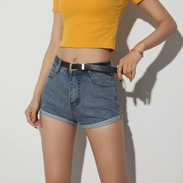 

2019 summer denim women shorts classic vintage high waist wide leg female caual summer ladies shorts jeans for women, Blue