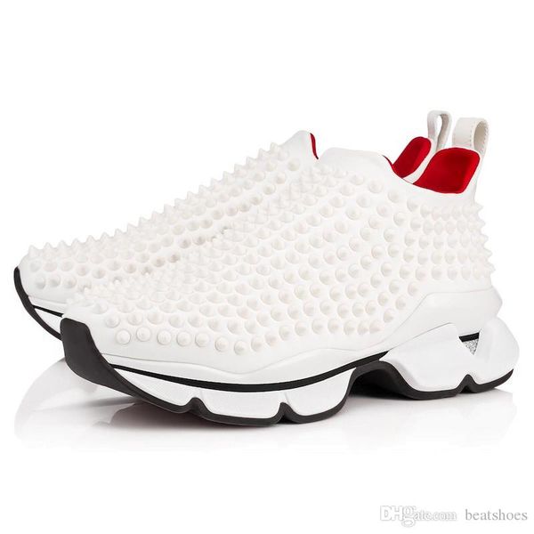 

designer shoes krystal spikes sock luxury mens red bottom shoes donna sneakers women rivet spiky sock junior spikes running shoes us12.5, Black