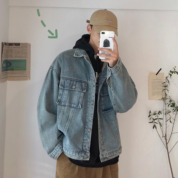 

2019 autumn men's loose washed denim jacket, Black